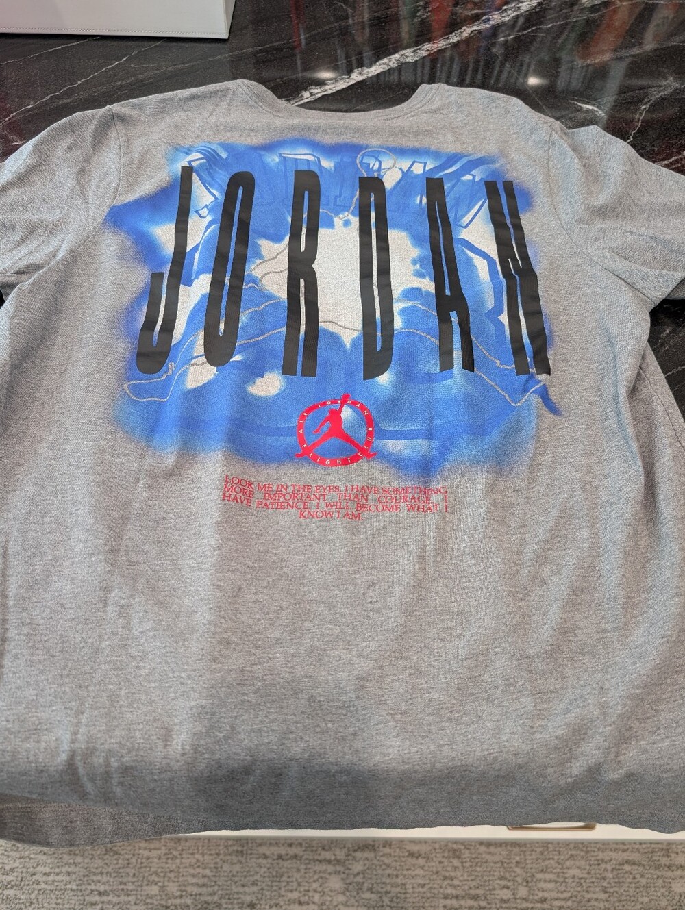 Jordan Gray Tee with Blue Halo and Black Jumpman - Picture 6 of 7